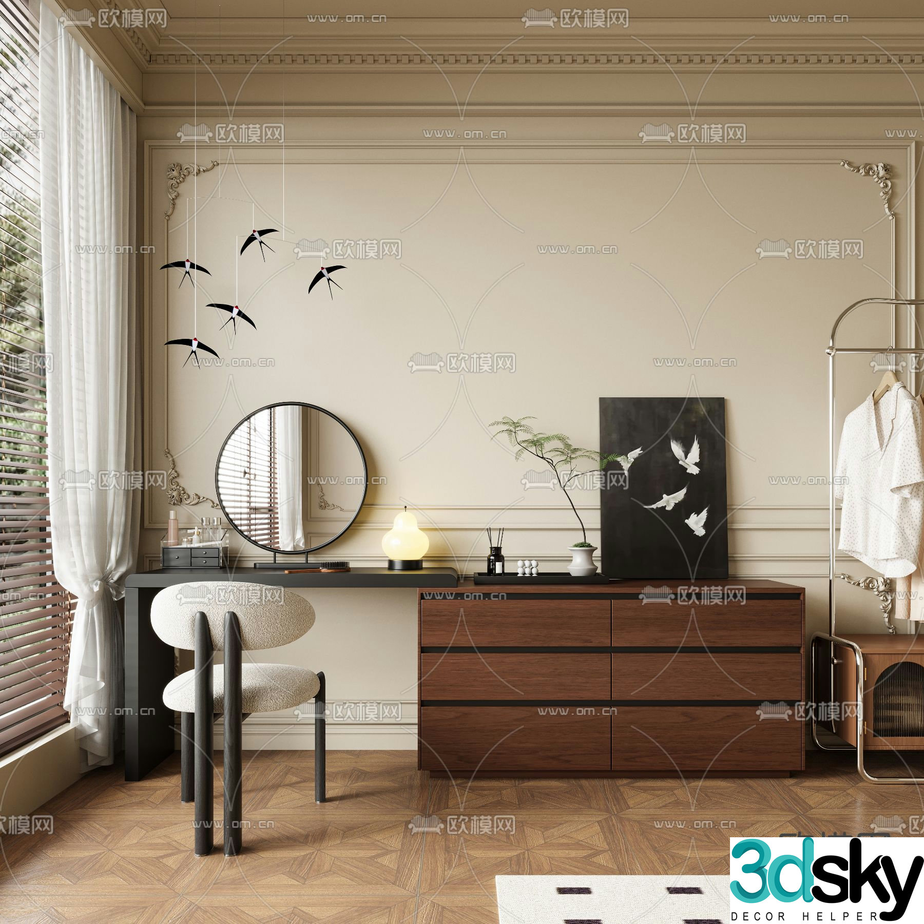 Medieval style dressing table 3d model