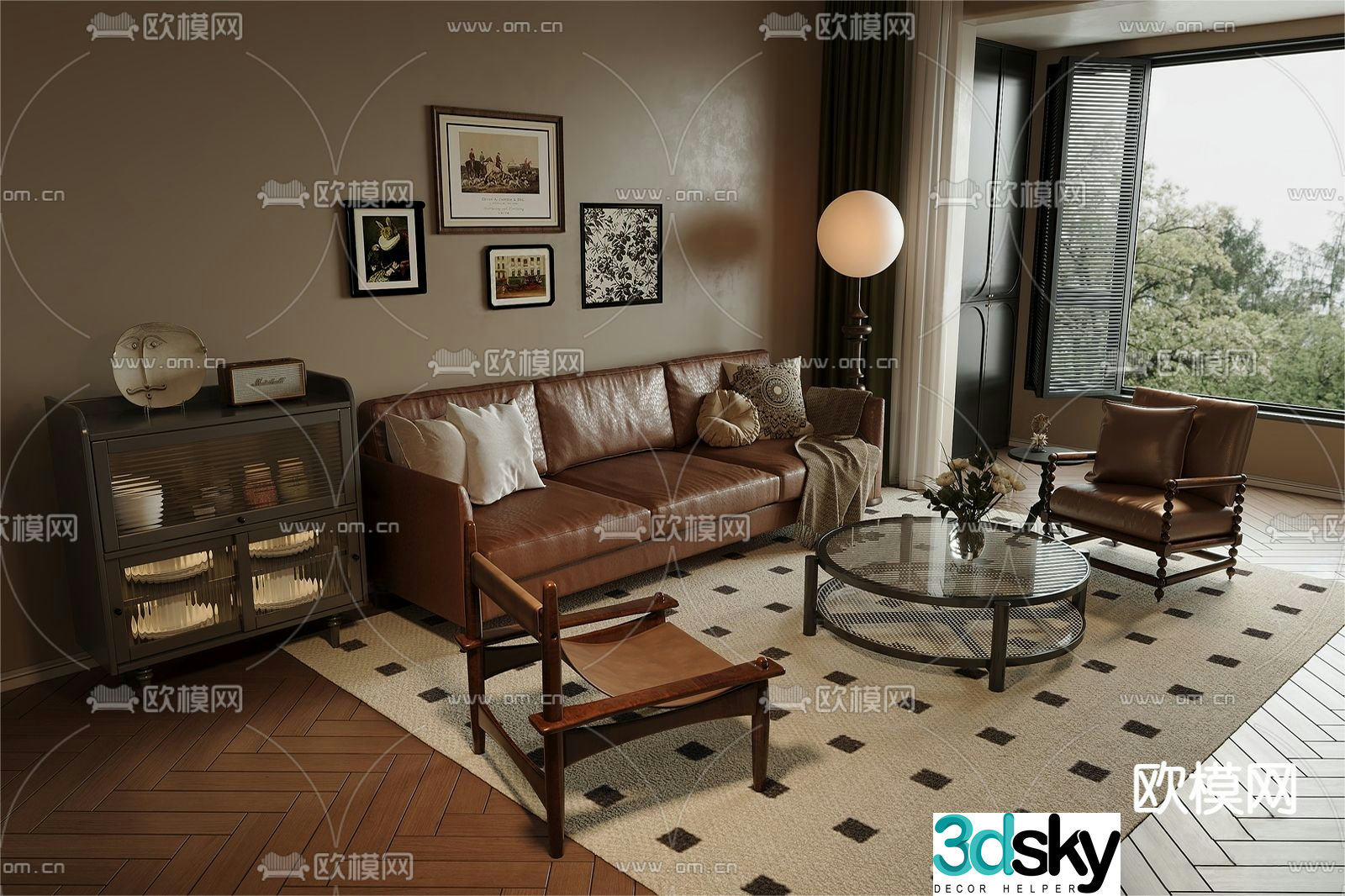 American modular sofa 3d model