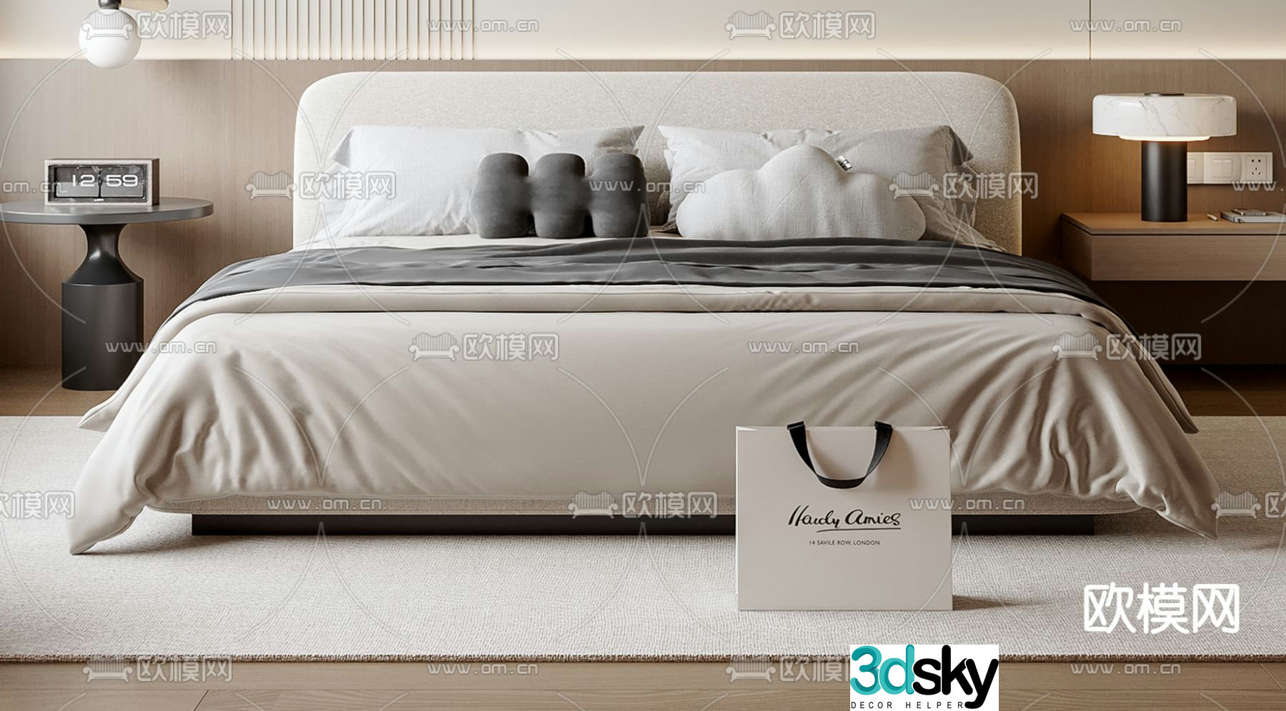 Modern double bed 3d model