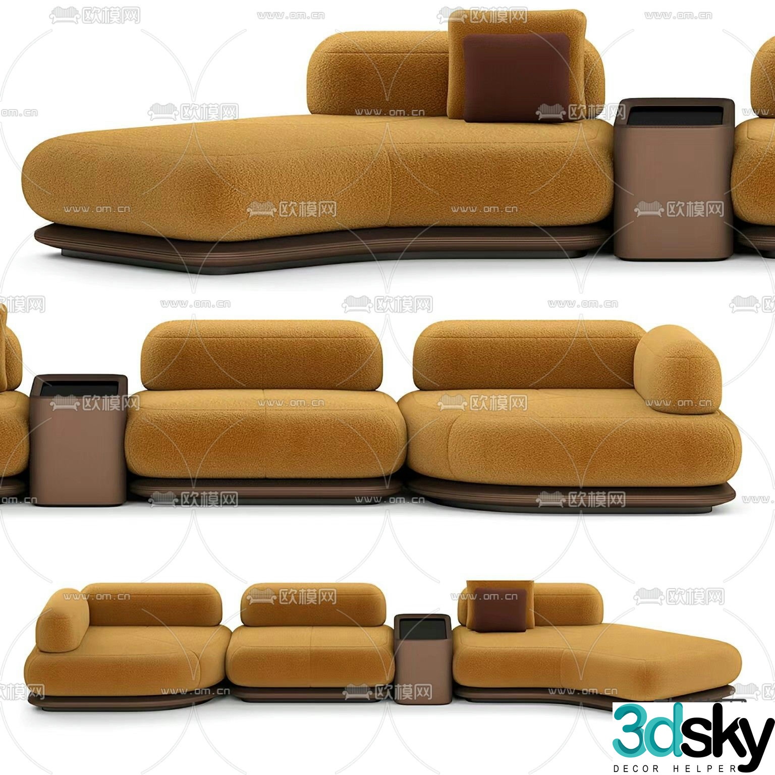 Modern multi-seater sofa 3d model
