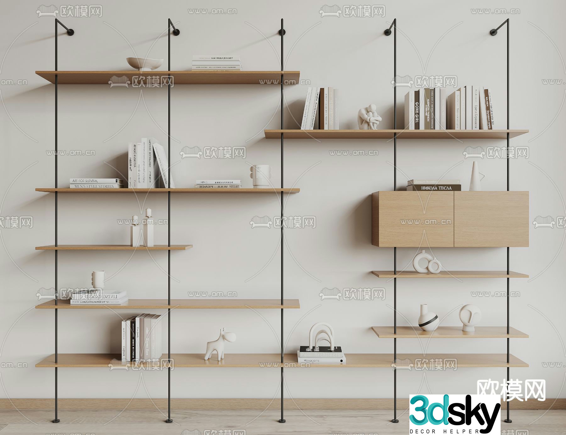 Wire bookshelf storage rack 3d model