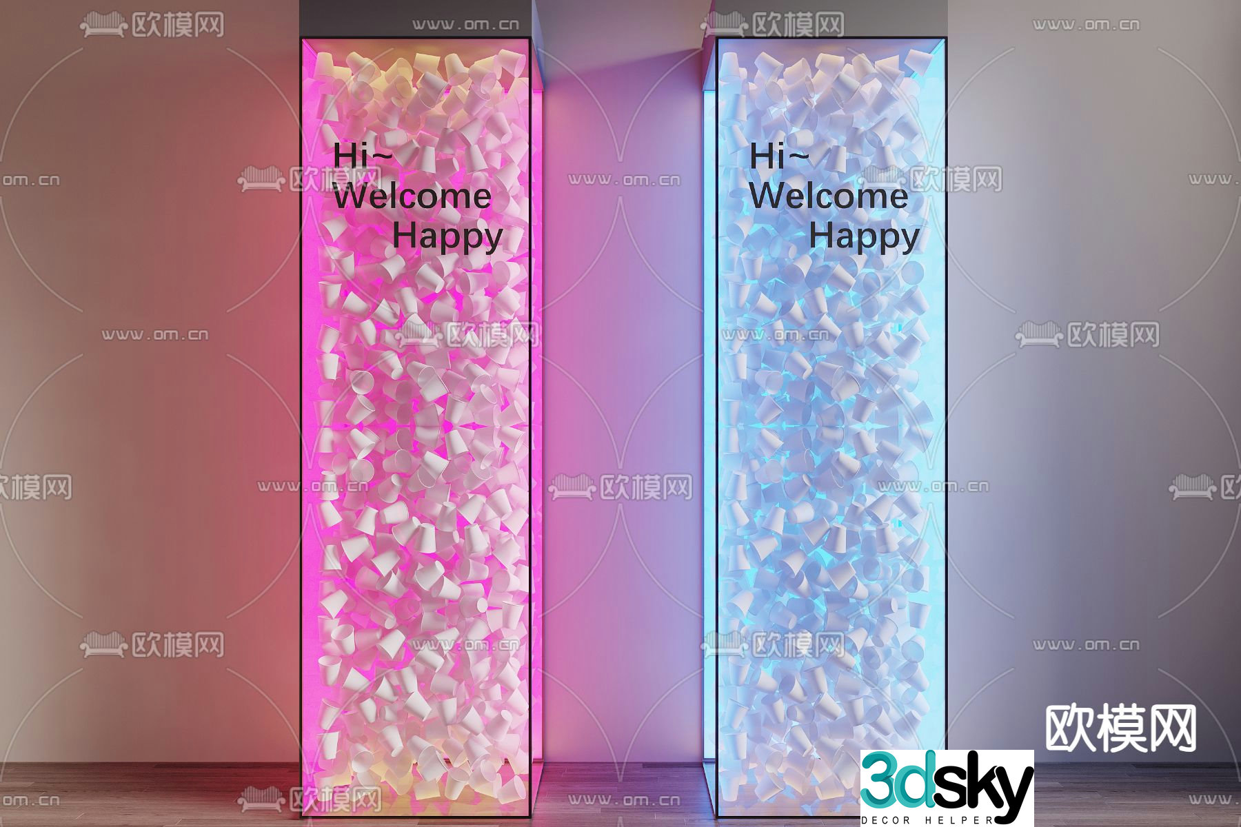 Acrylic columns Decorative columns Light box columns Modeling columns 3D model