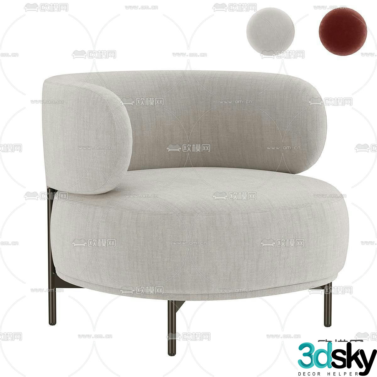 Akkiko lounge modern sofa chair leisure chair 3d model
