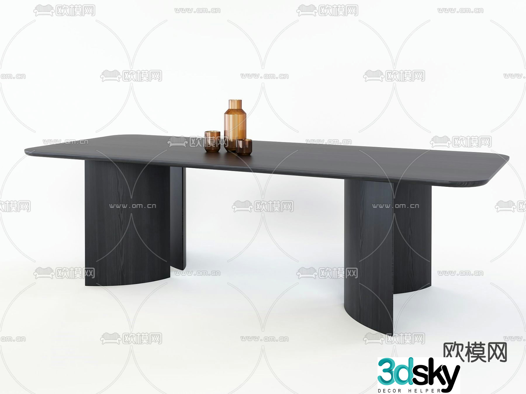 Modern dining table long dining table 3d model