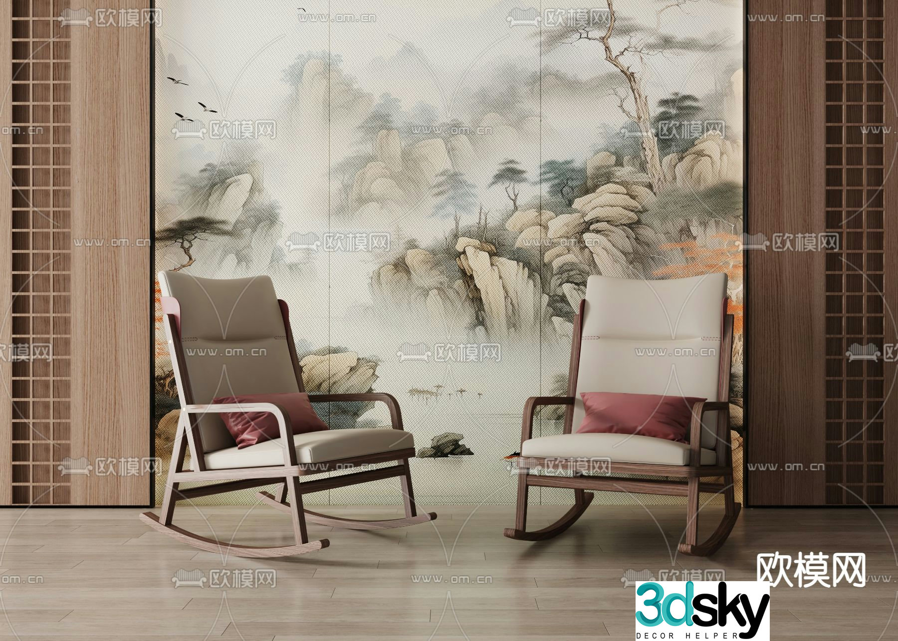 New Chinese rocking chair recliner 3d model