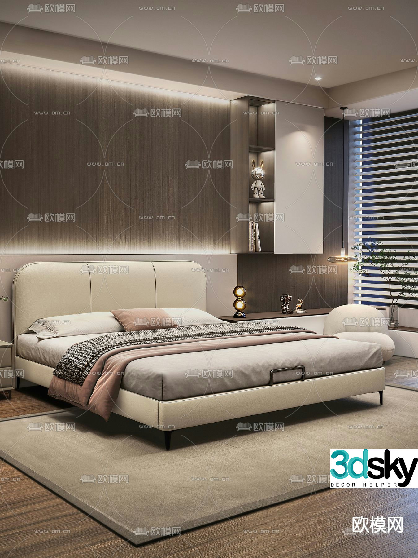 Modern double bed 3d model