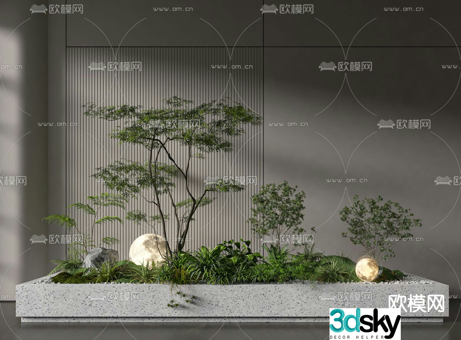 Indoor landscaping green plant sketch 3d model