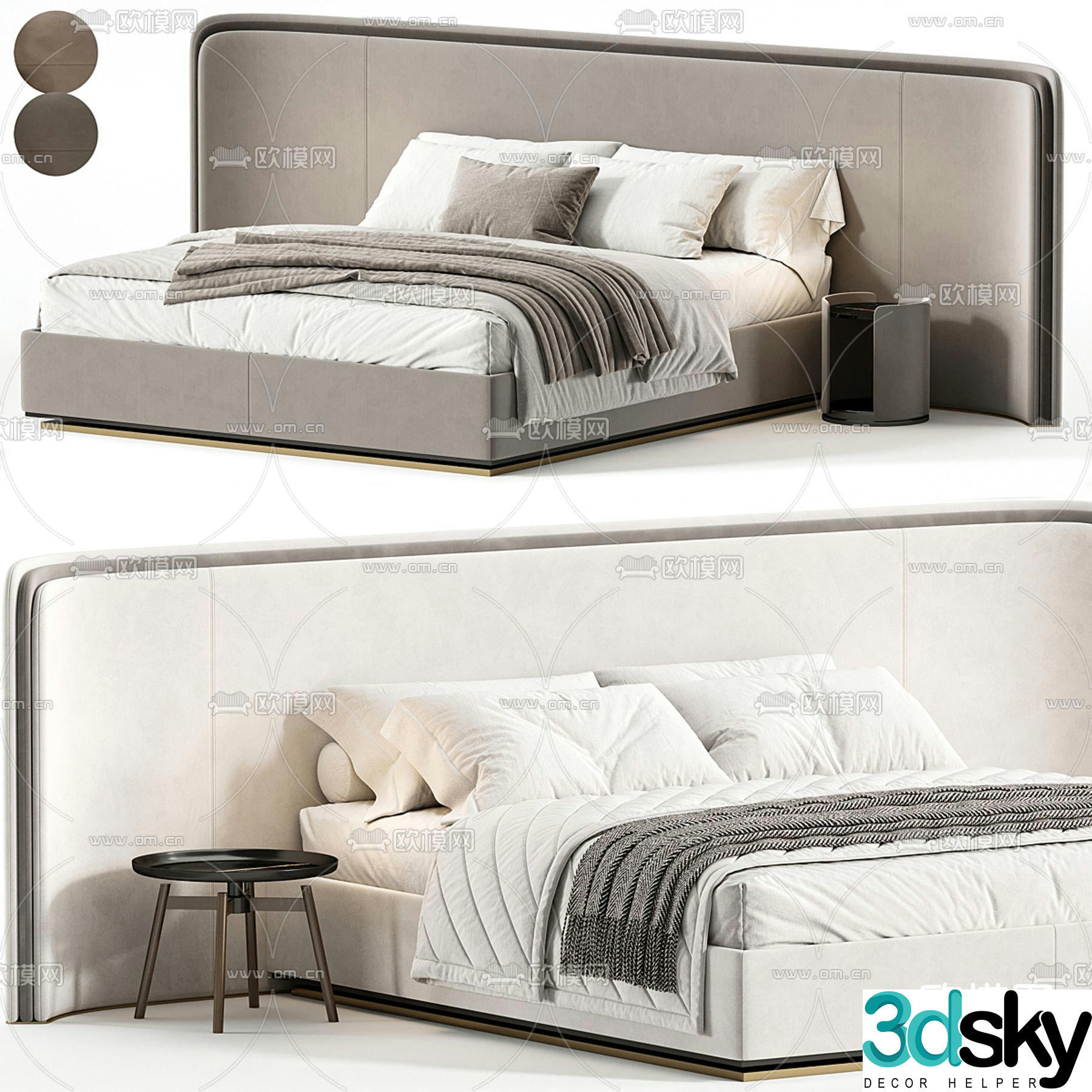ITALINI modern fabric bed double bed 3d model