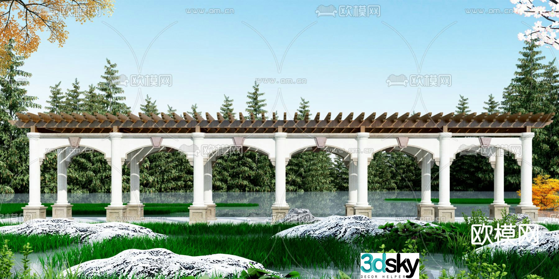 Chinese style gallery 3D model