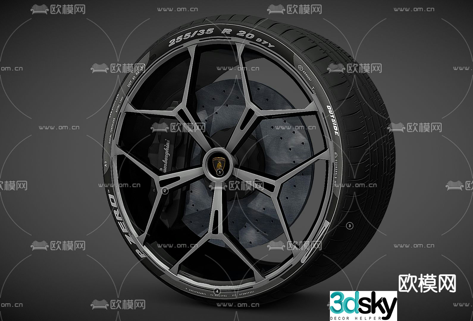 Modern car tires tire accessories 3d model
