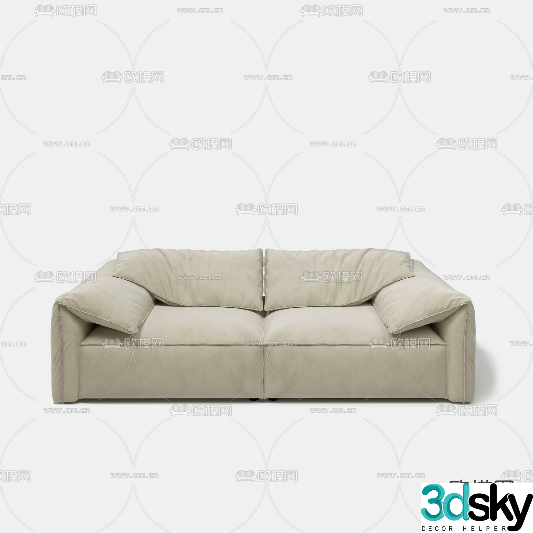 Double sofa upholstered sofa 3d model