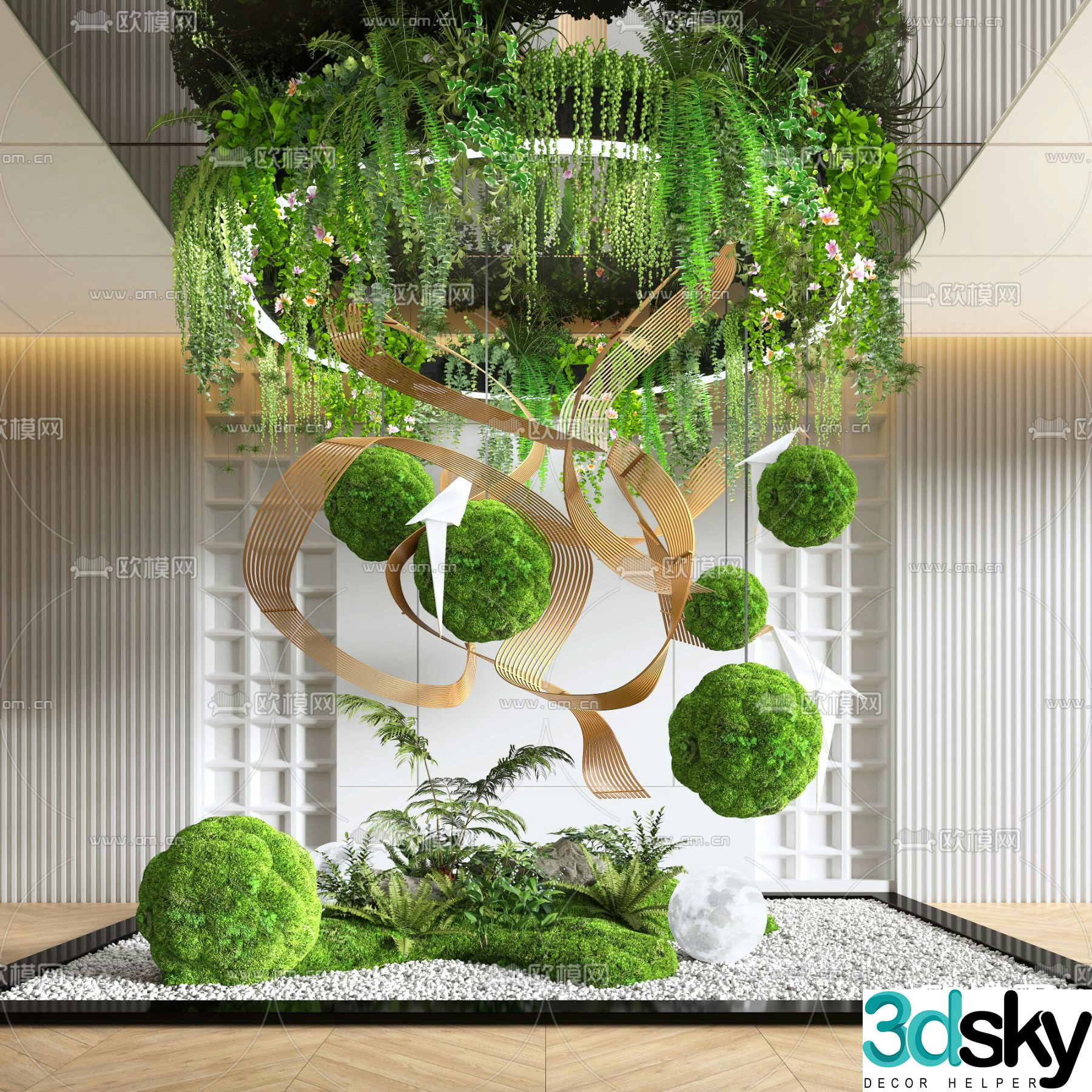 Indoor landscape bryophytes 3d model