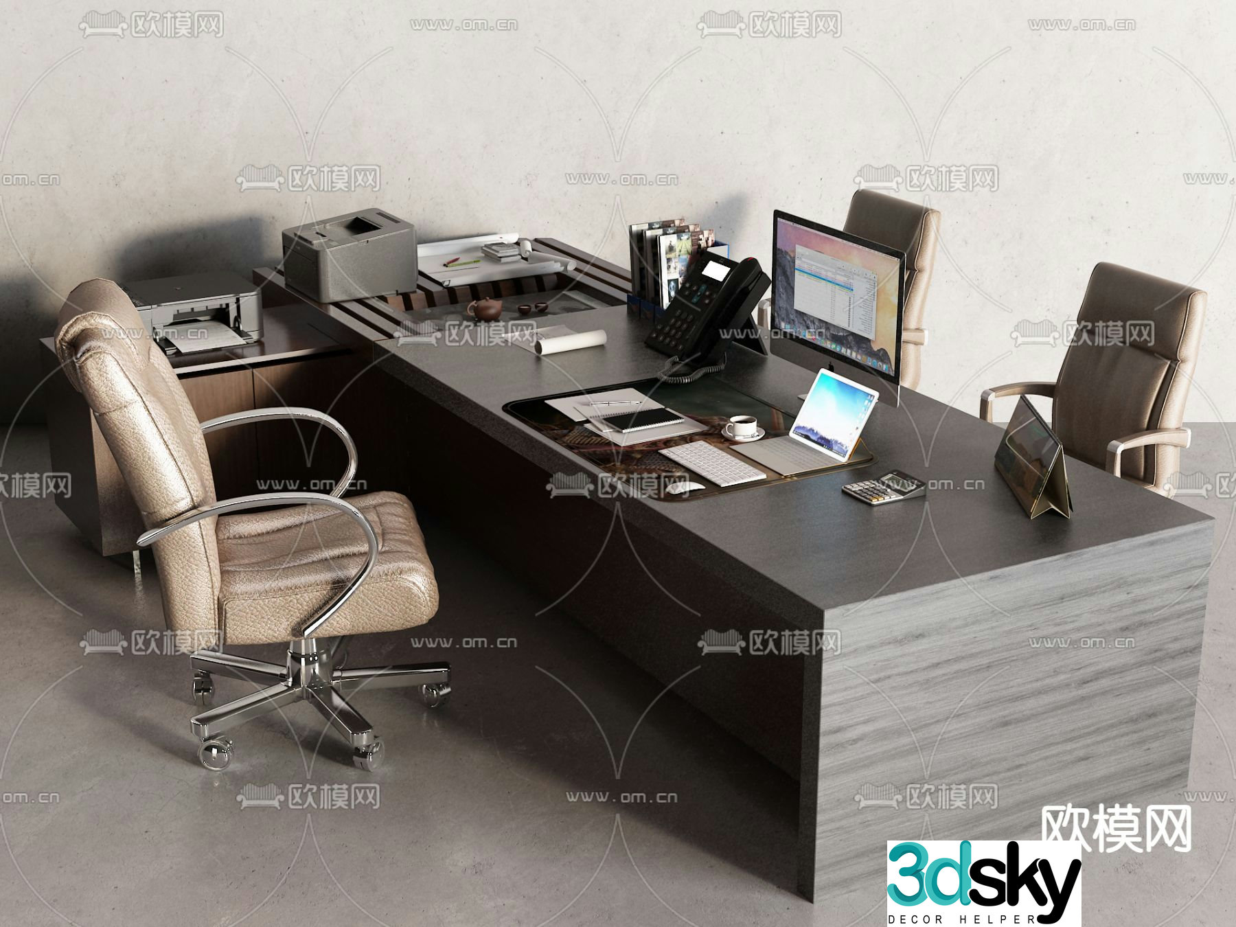 Modern executive desk desk 3d model