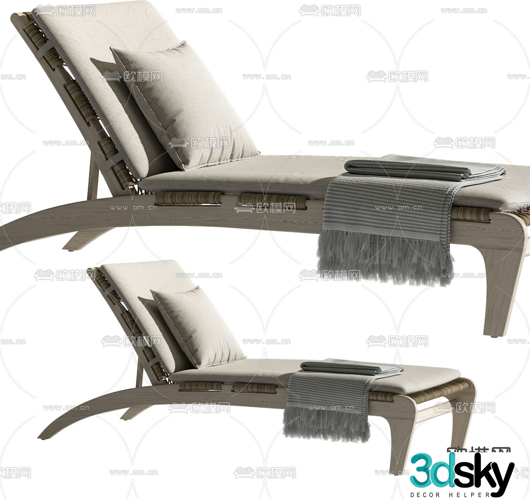 Outdoor recliner beach chair 3d model