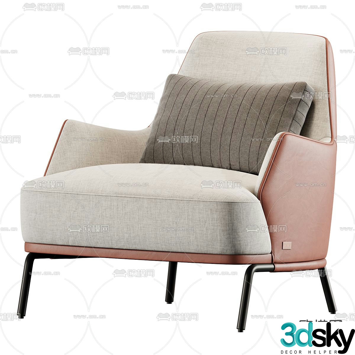 Modern fabric single sofa 3d model