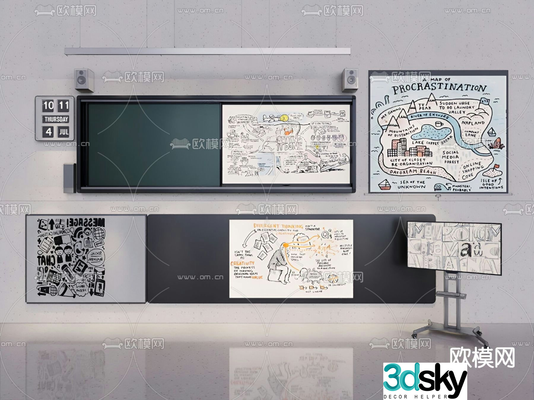 blackboard whiteboard teaching aids 3d model