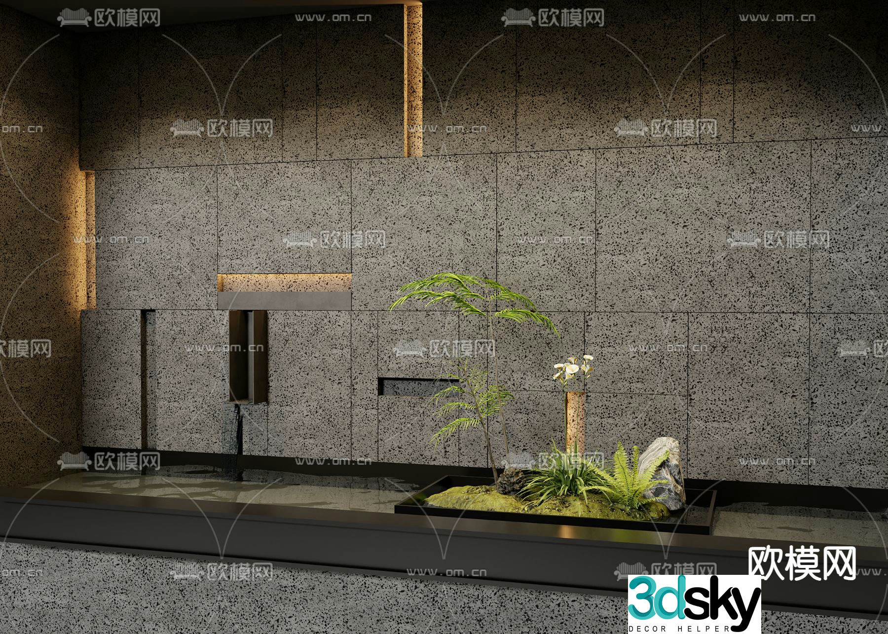 Modern interior landscape 3d model