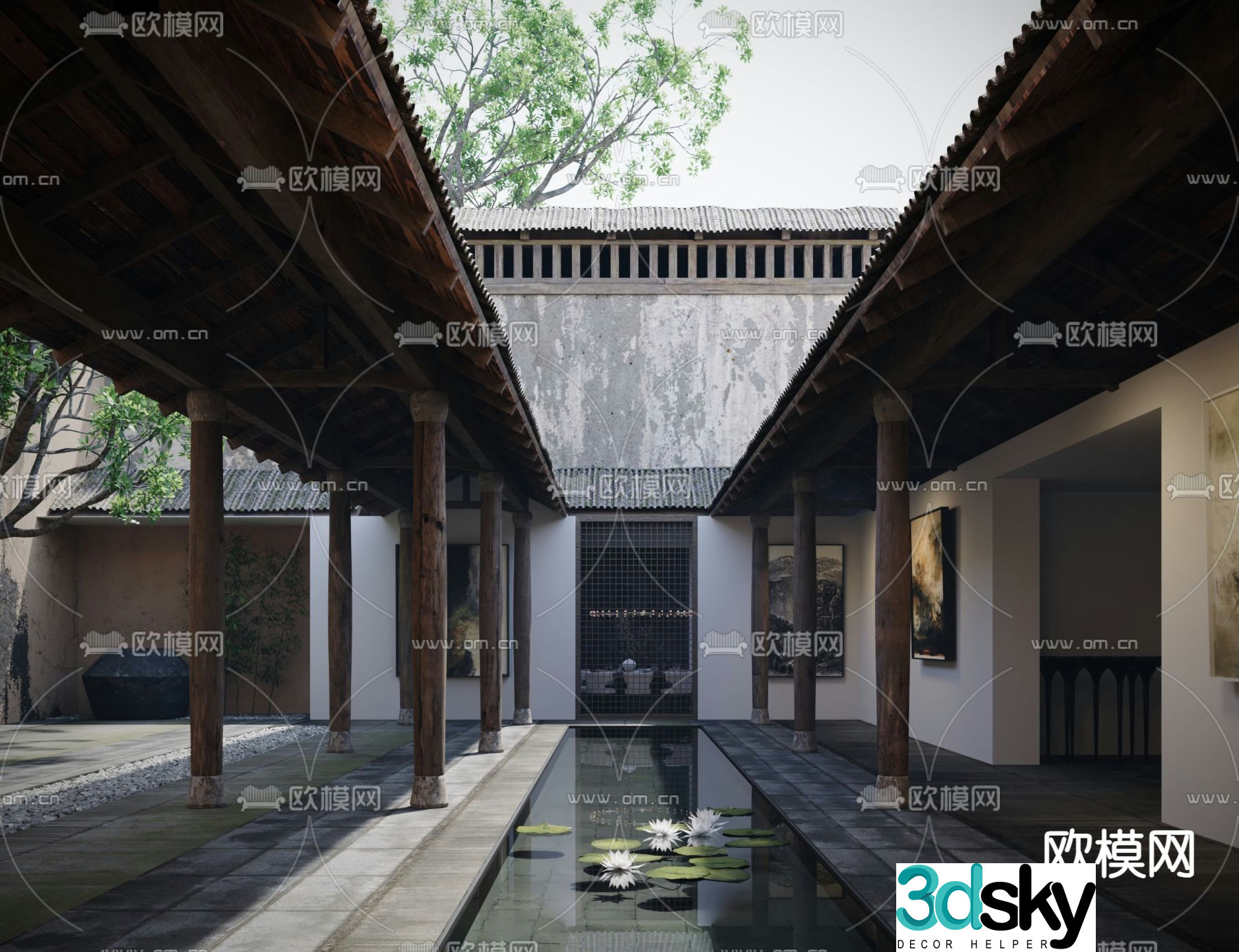 B&B architecture landscape yard 3d model