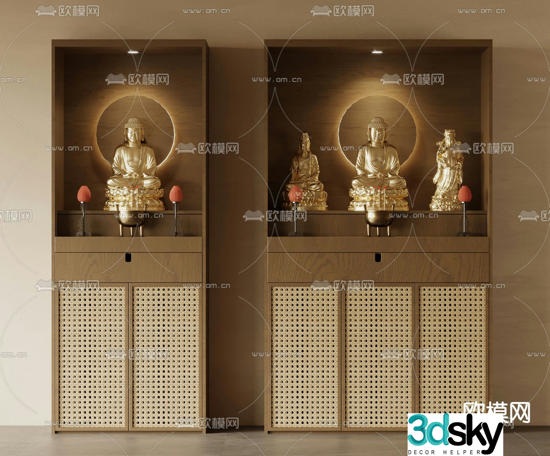 3D model of Buddha niche cabinet