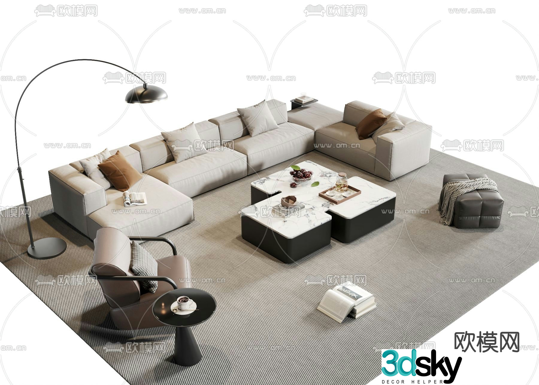 Modern sectional sofa 3d model
