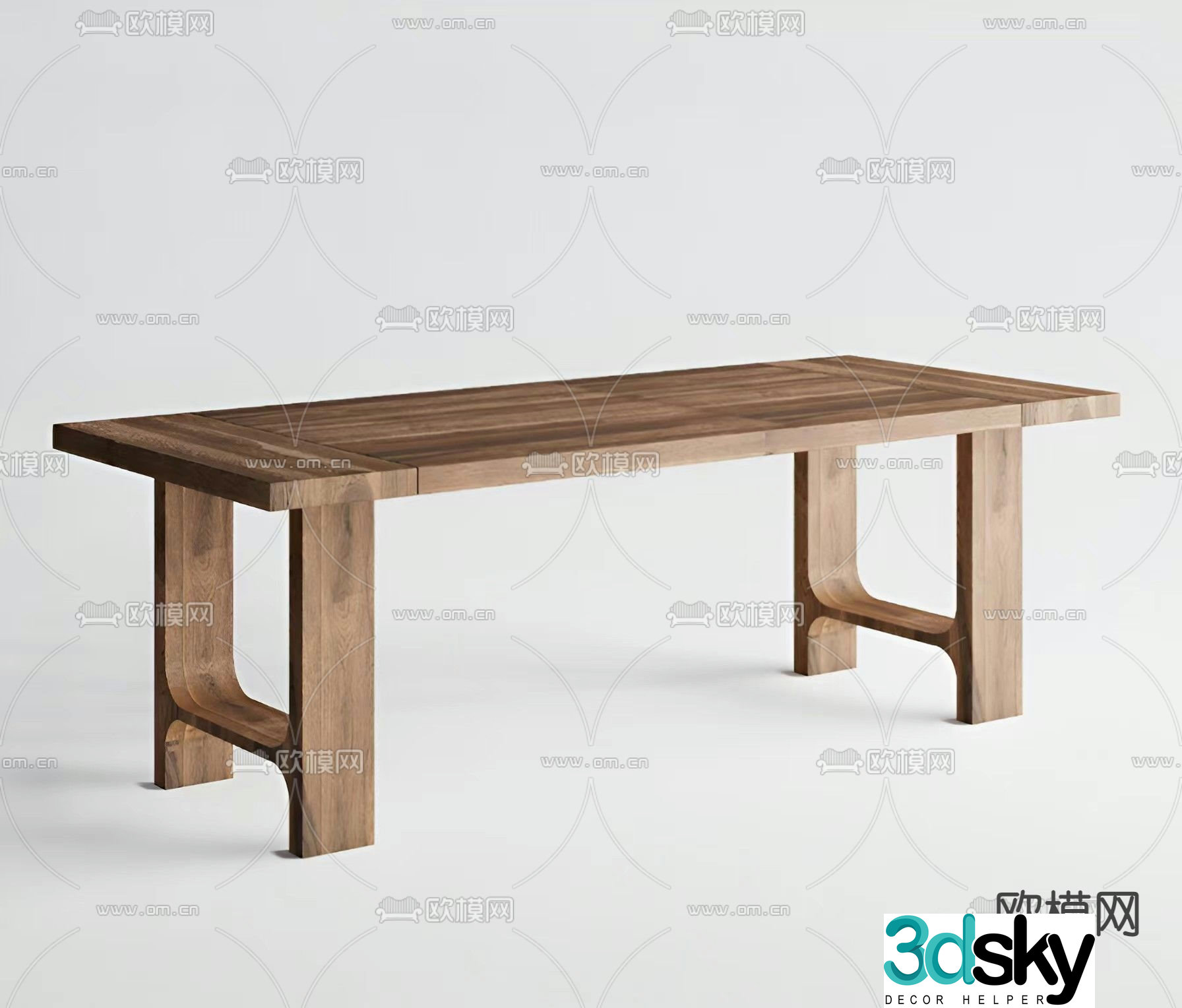 Wabi-sabi dining table long table 3d model