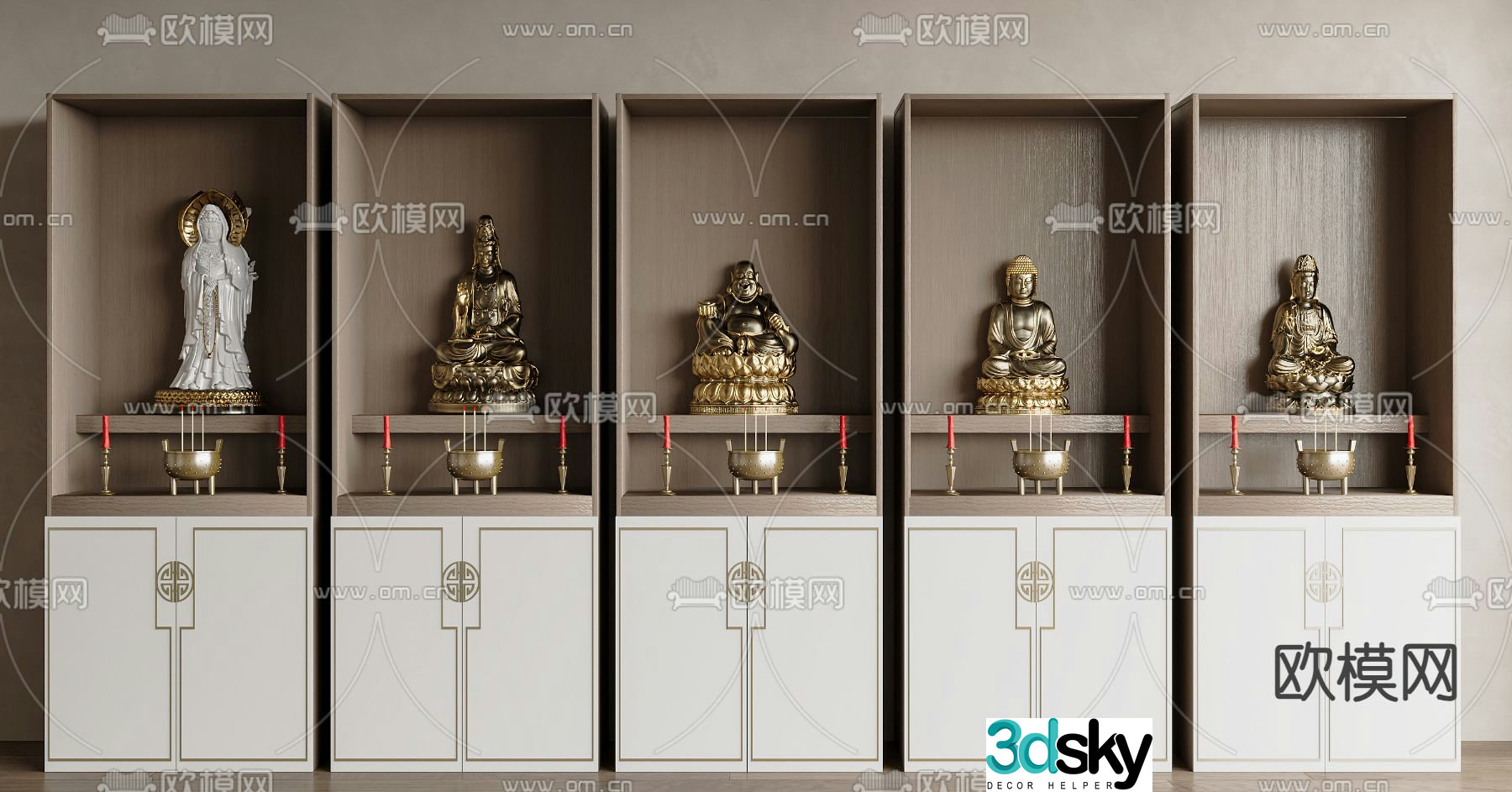 New Chinese style Buddhist niche altar altar 3D model