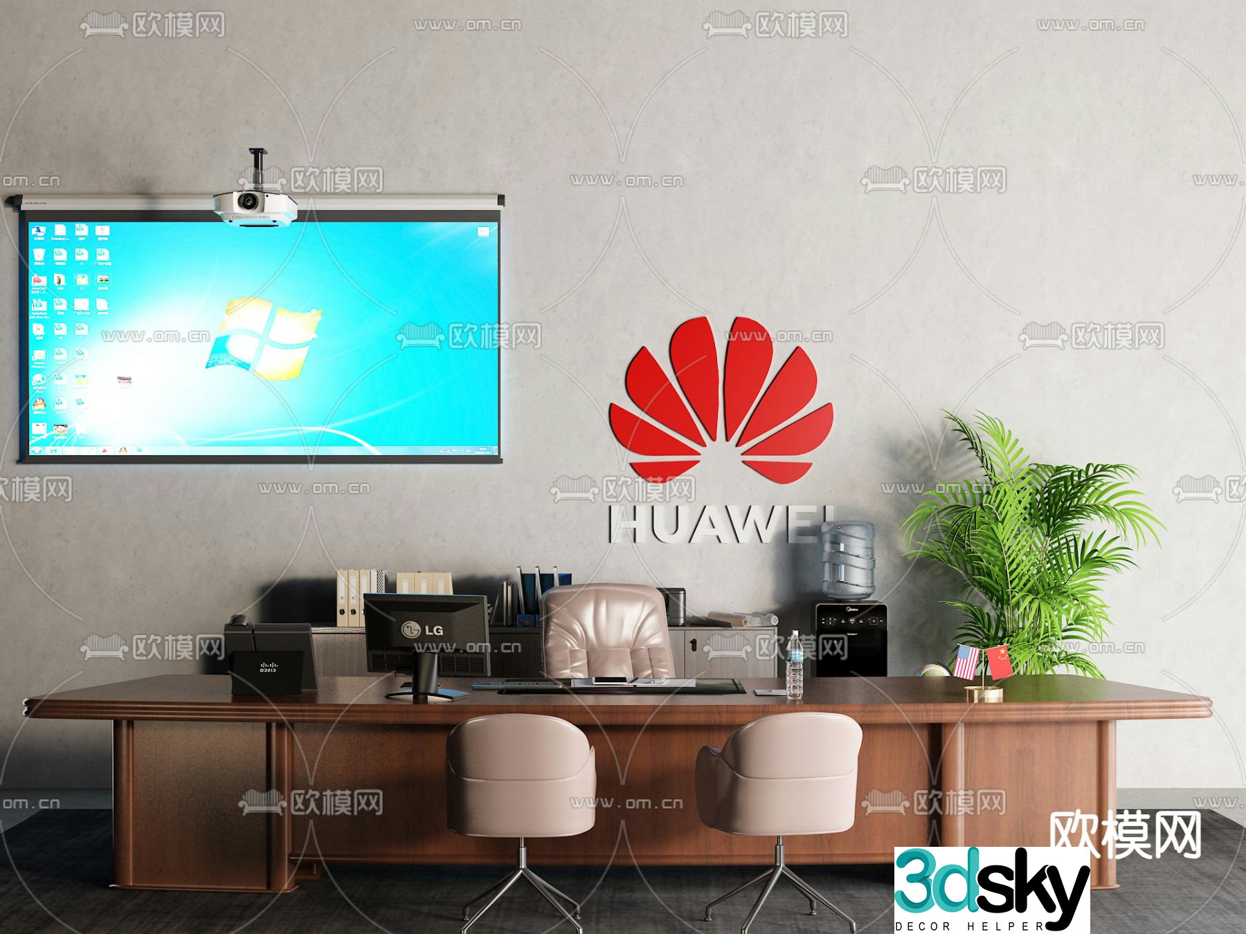 Modern office desk executive desk 3d model