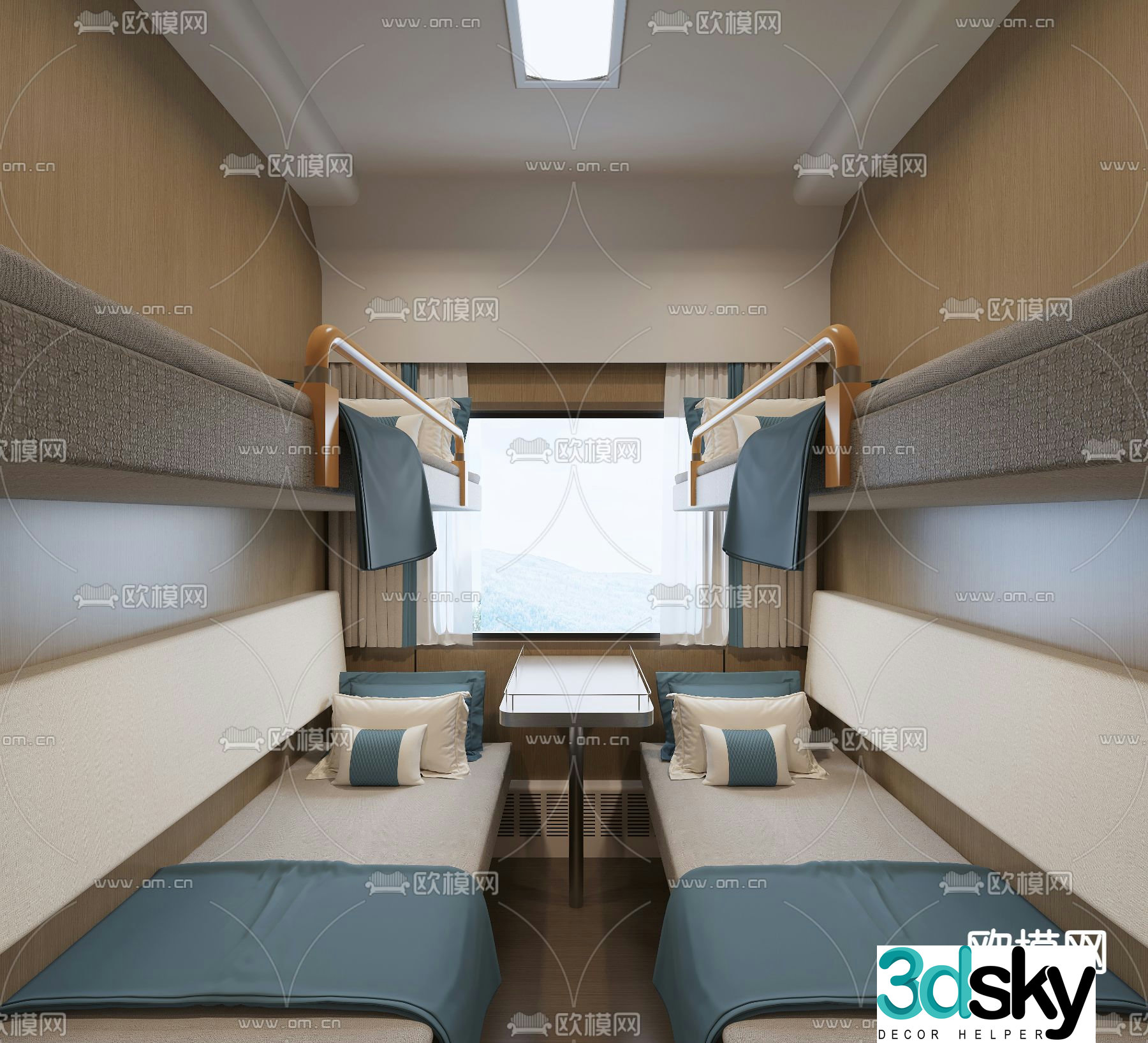 Train sleeper carriage 3d model