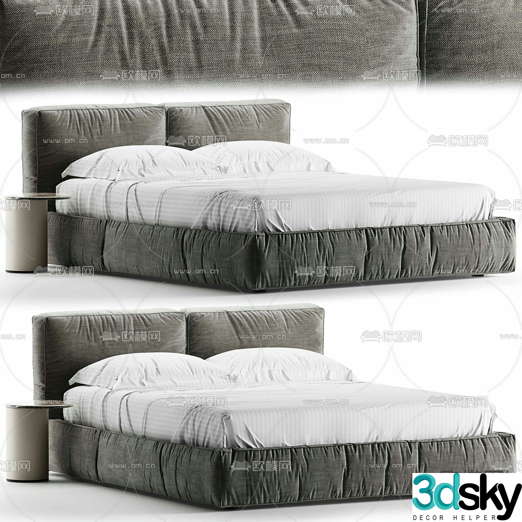 Kiko double bed fabric bed 3d model