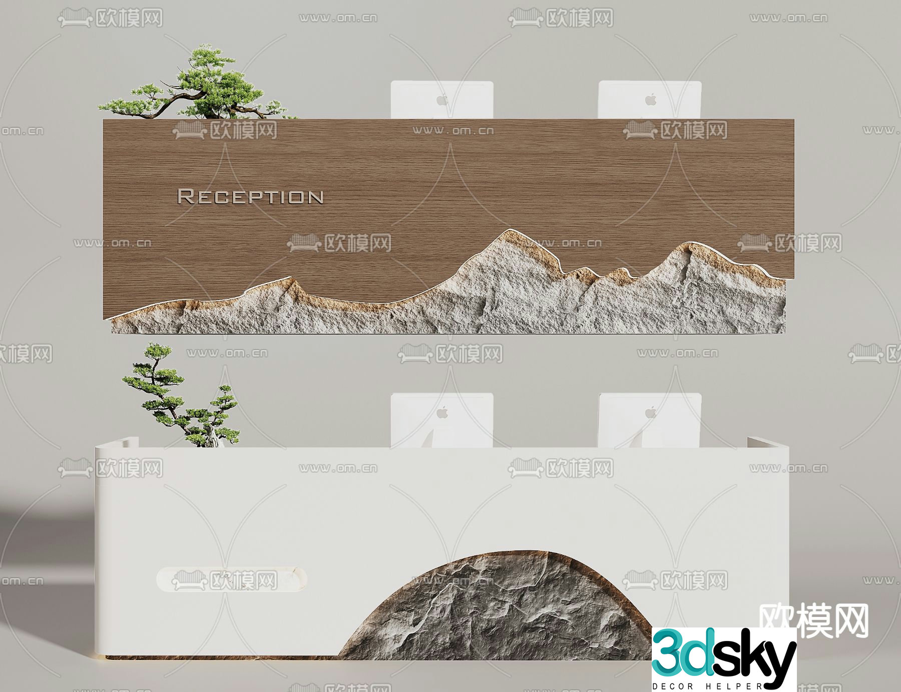 New Chinese style front desk reception desk 3d model