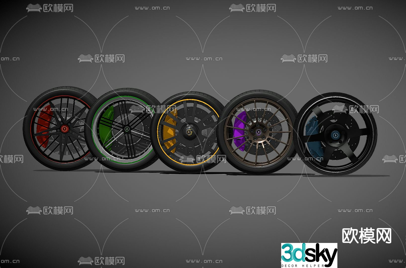 Modern car tires tire accessories 3d model