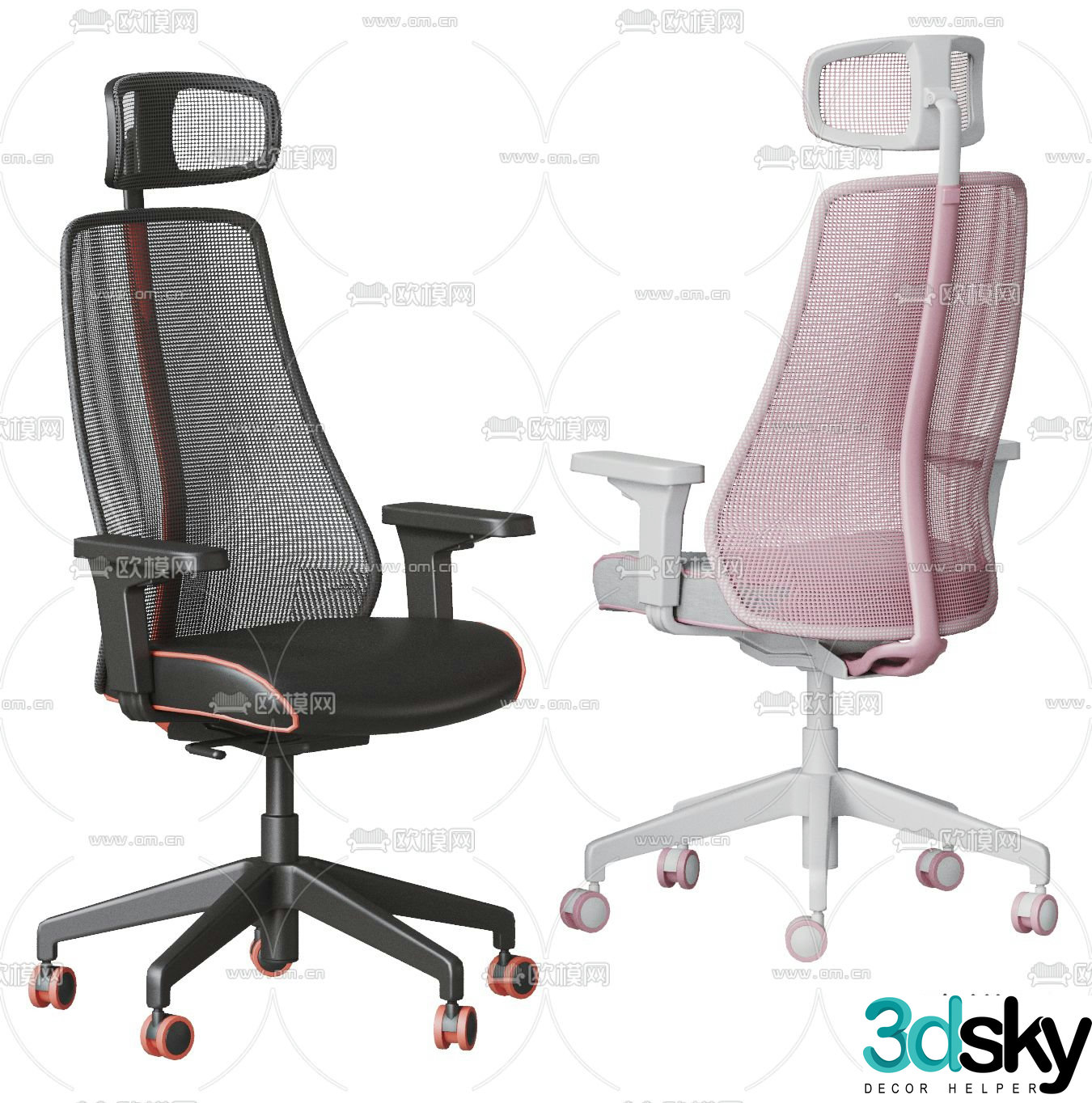 Mesh office chair staff chair 3d model