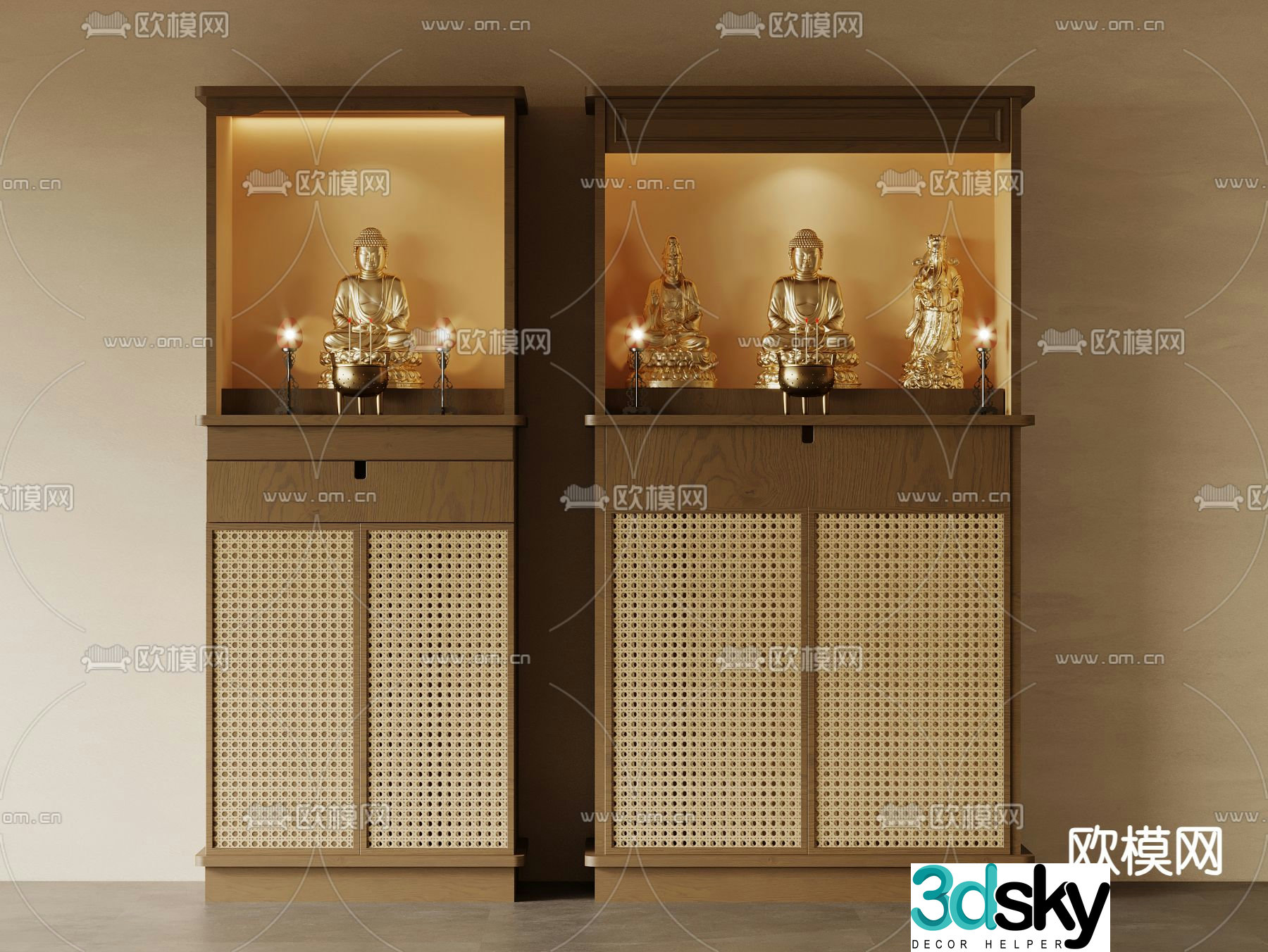 3D model of Buddha niche cabinet