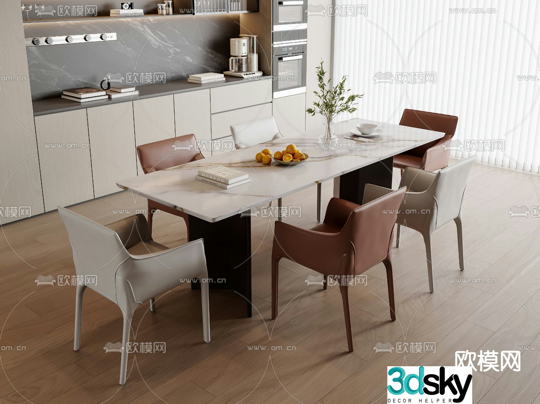 Bar dining table and chairs slate dining table 3d model