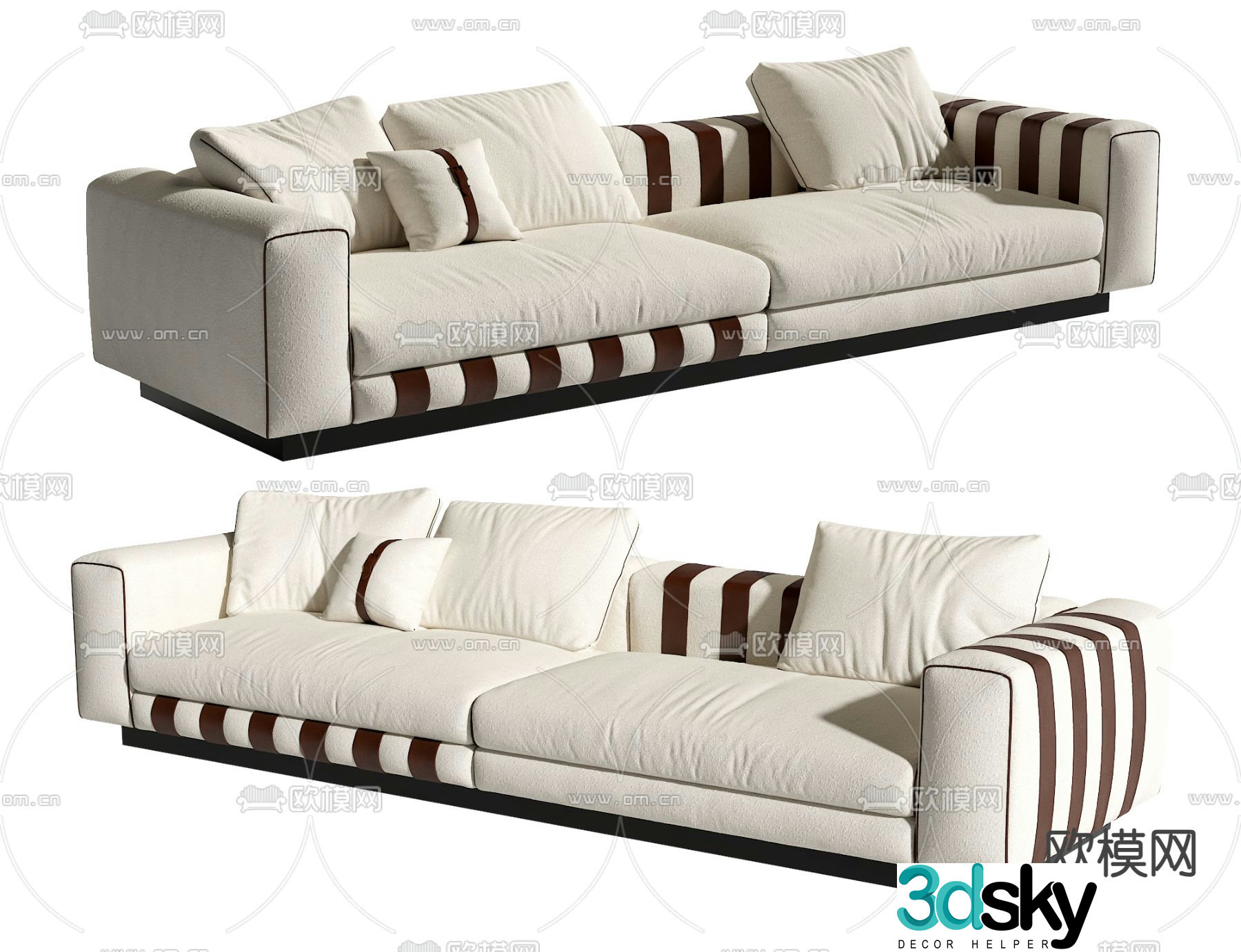 Double sofa upholstered sofa 3d model