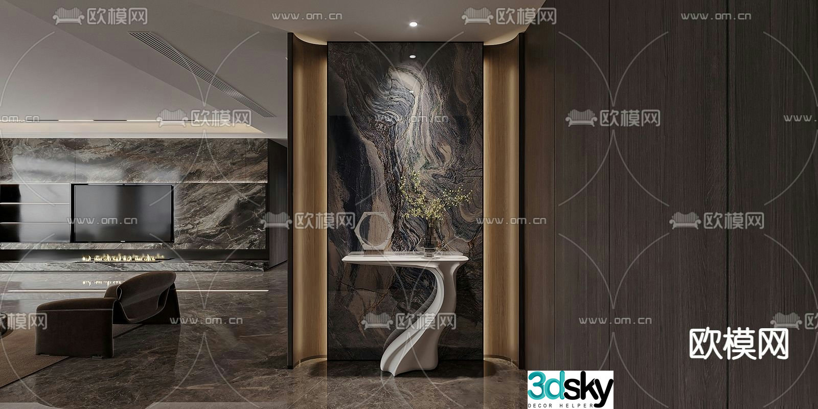 Modern foyer entrance hallway 3d model