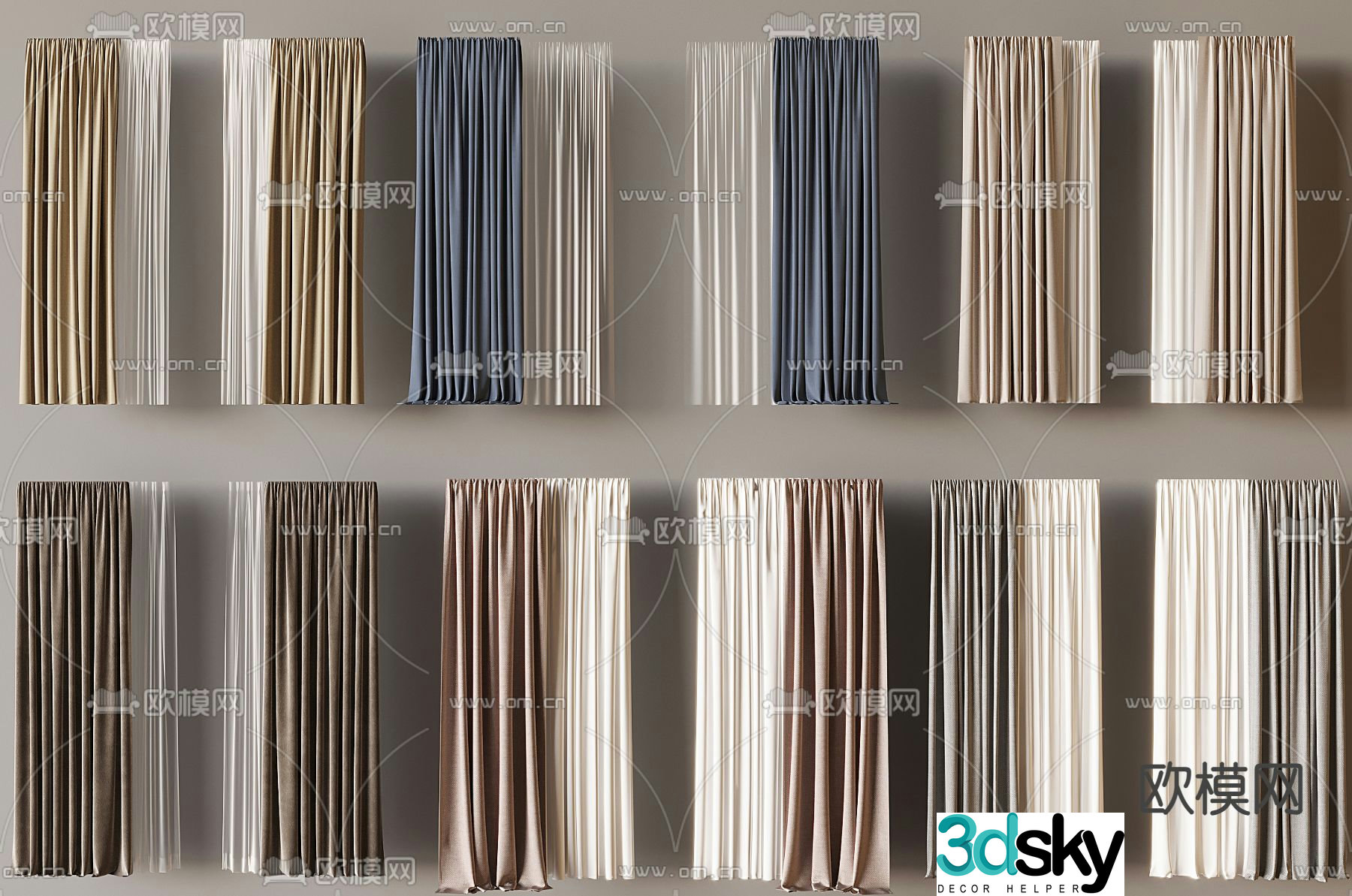 Plain curtain gauze 3d model