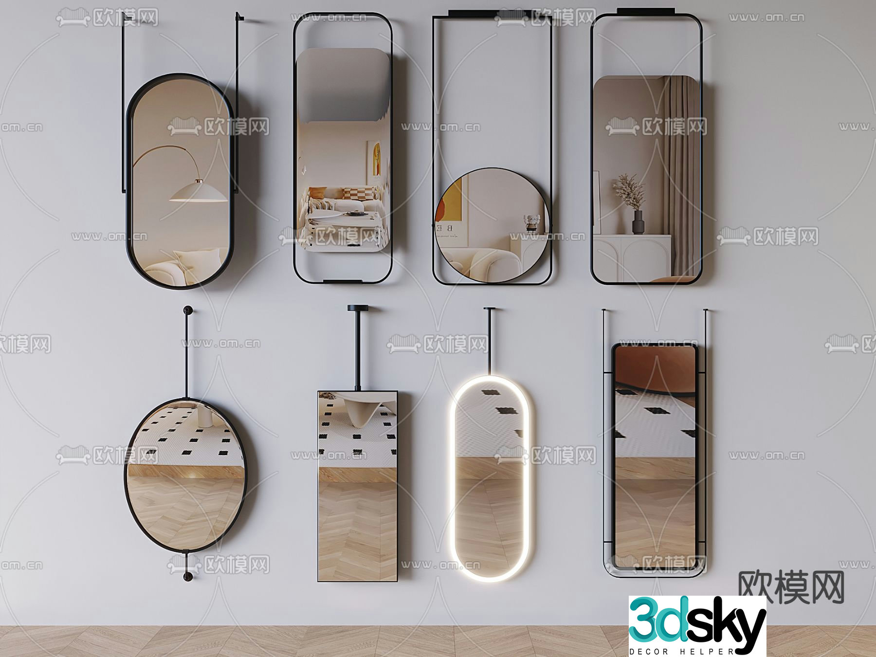 Mirror Smart Mirror Full-body Mirror Dressing Mirror 3D Model