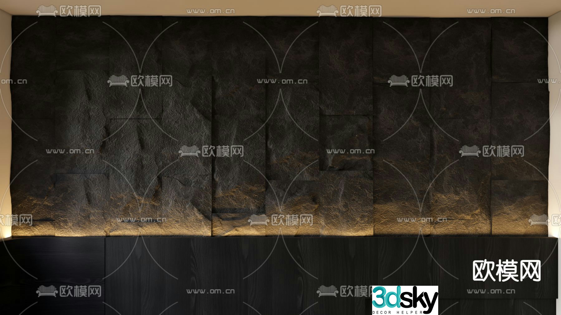 Born stone wall rock wall axe split wall 3d model