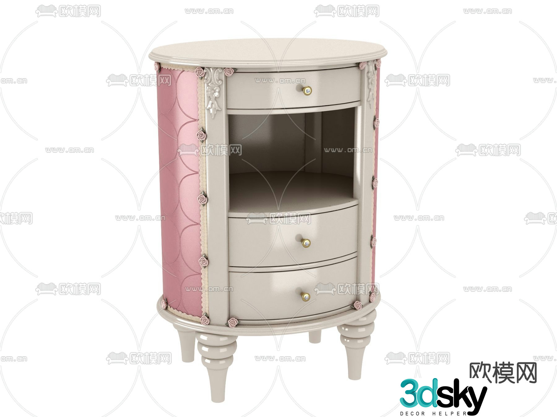 Simple European bedside table 3d model