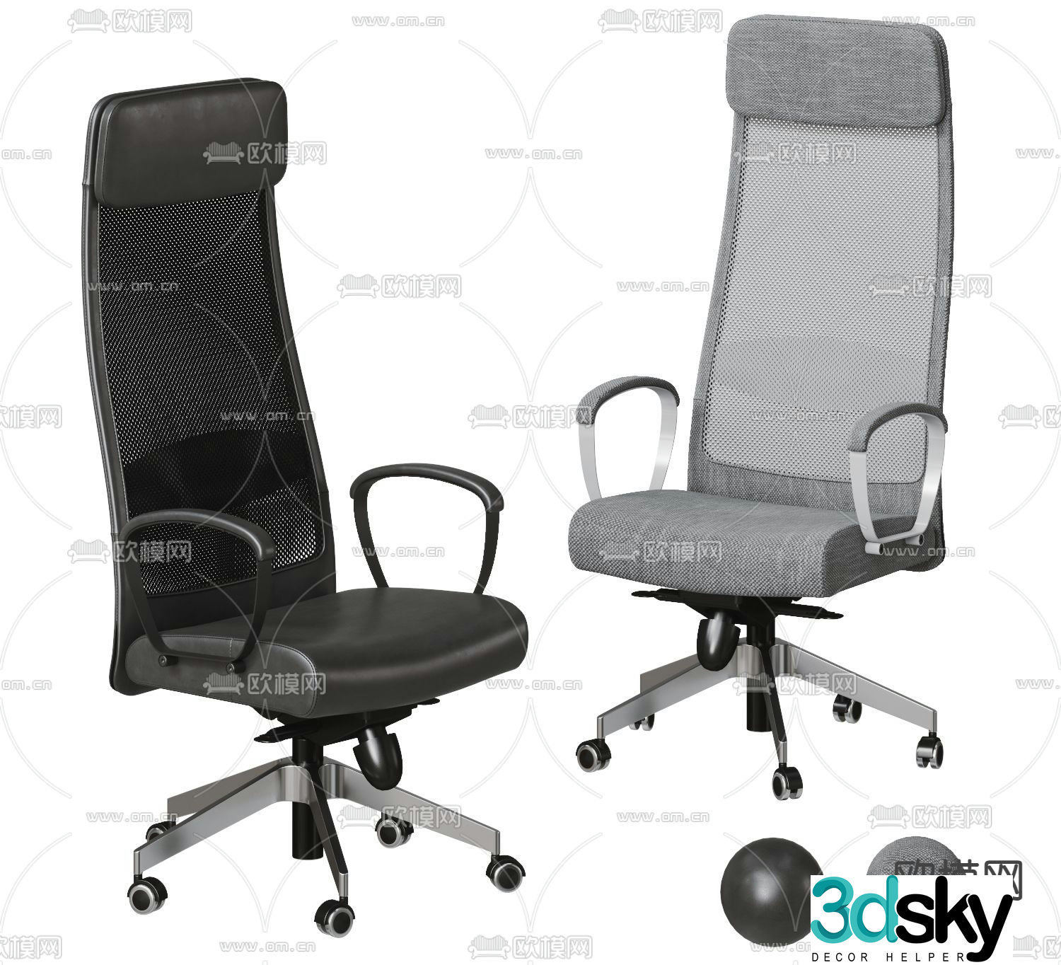 Mesh office chair staff chair 3d model
