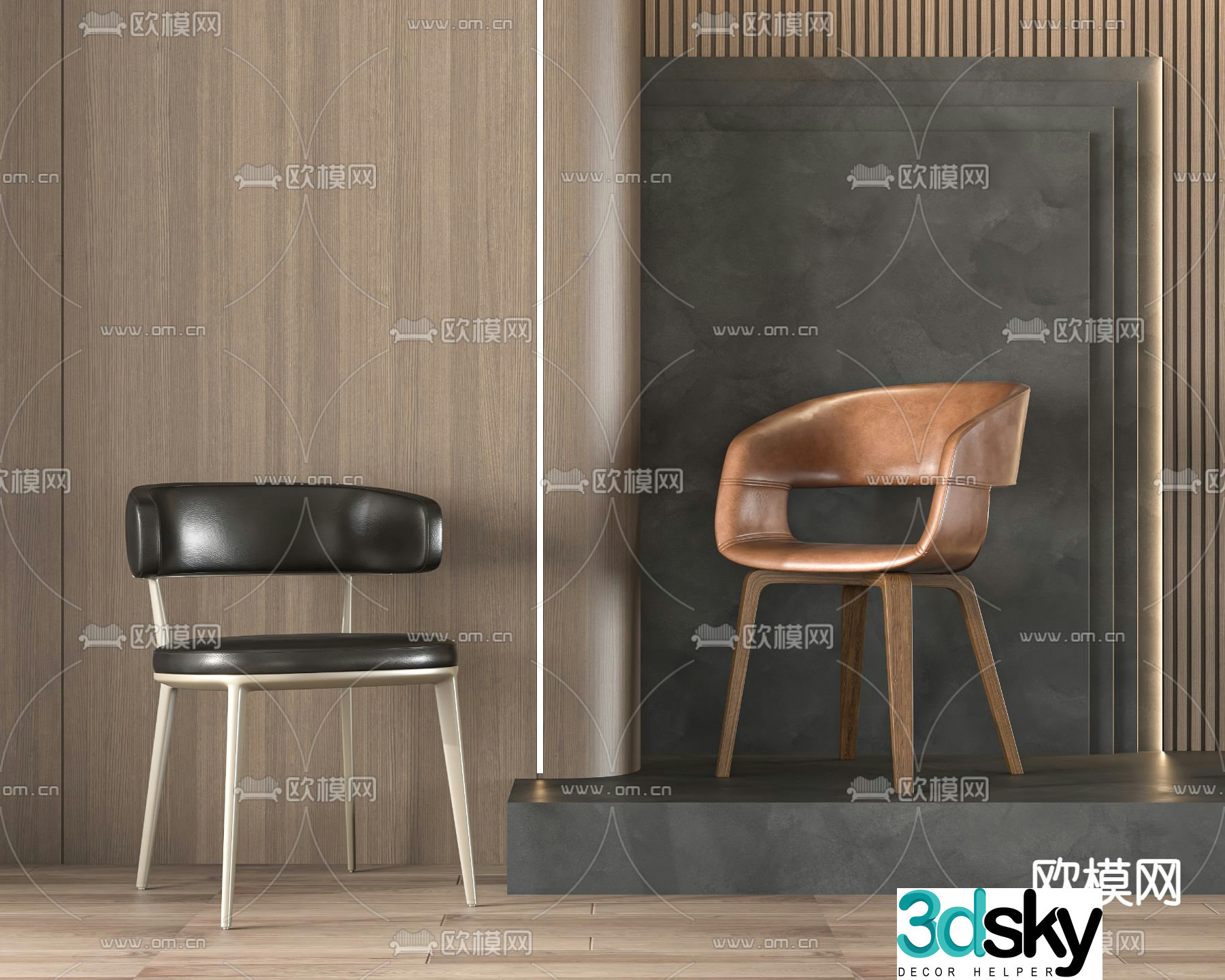 Modern single chair dining chair 3d model