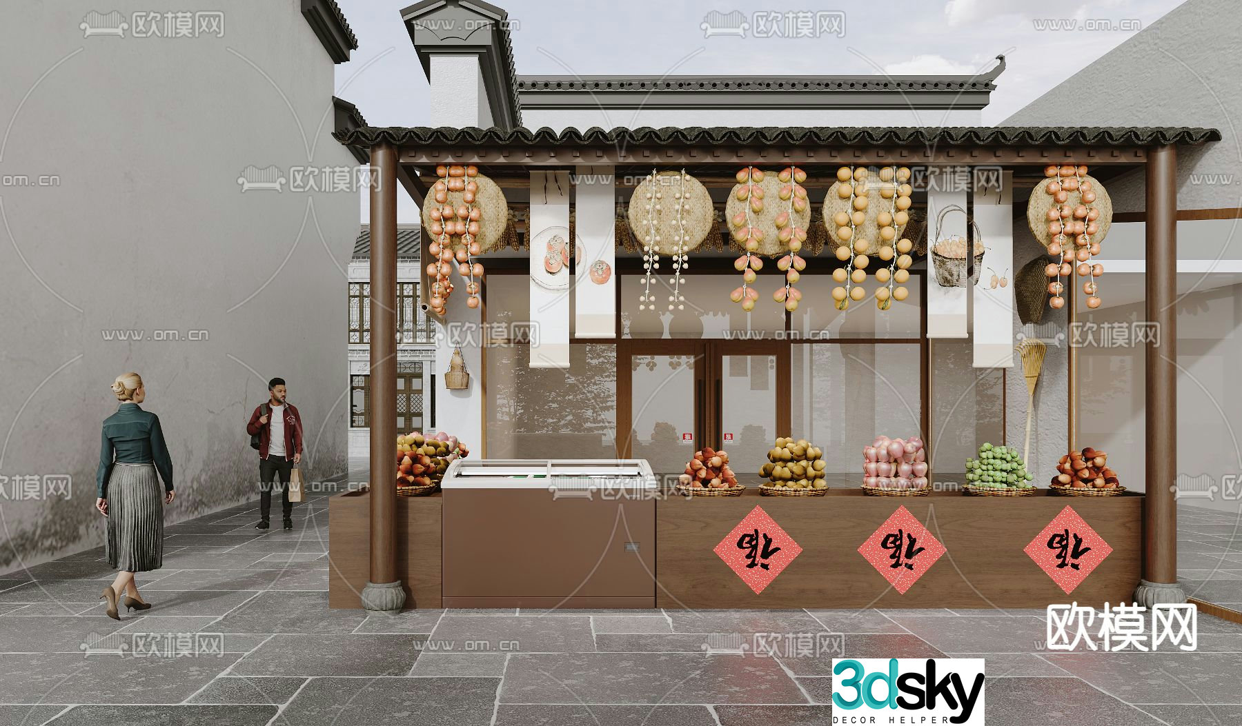 Scenic area food stall folk sketch 3D model