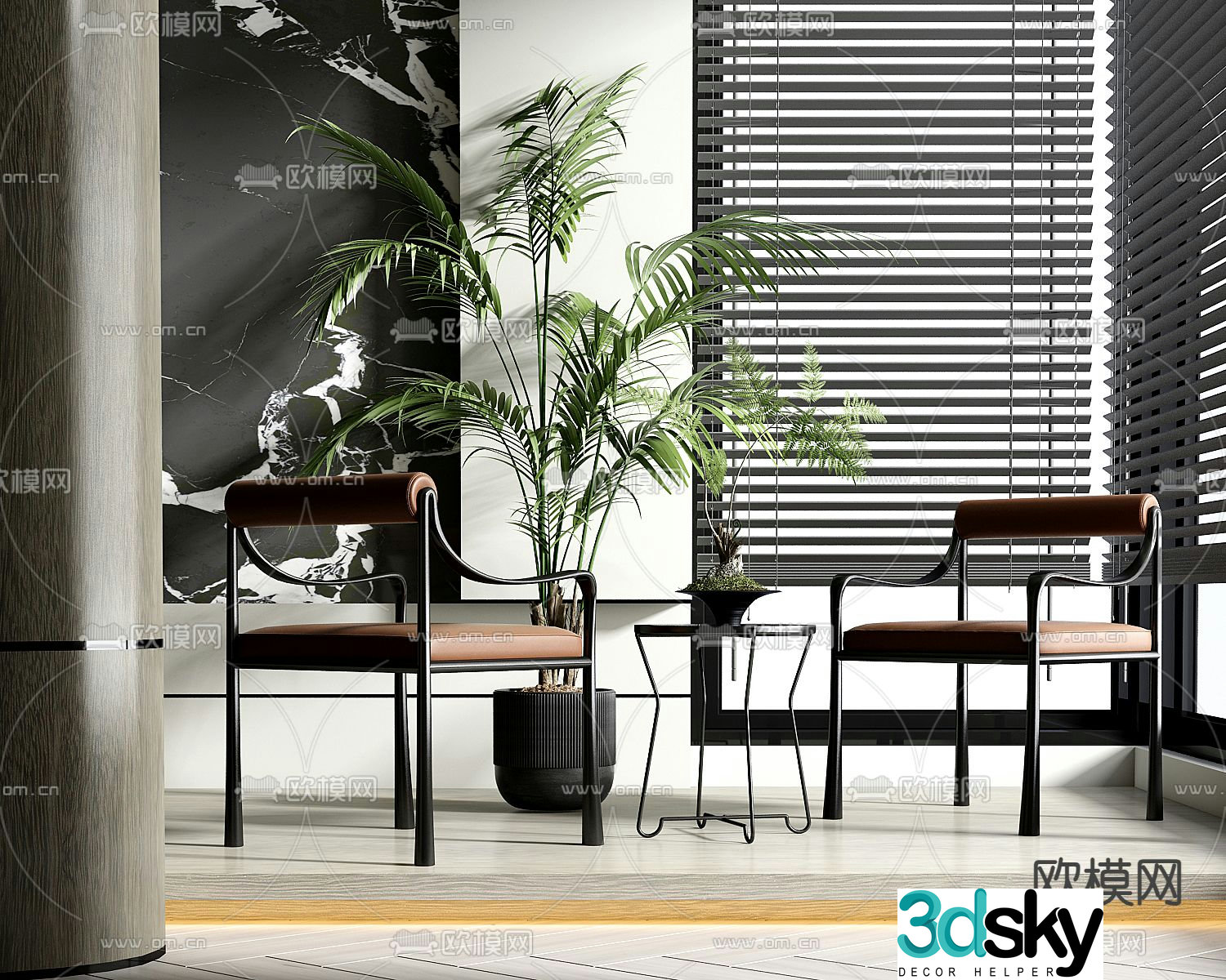 Modern chair leisure chair table 3d model