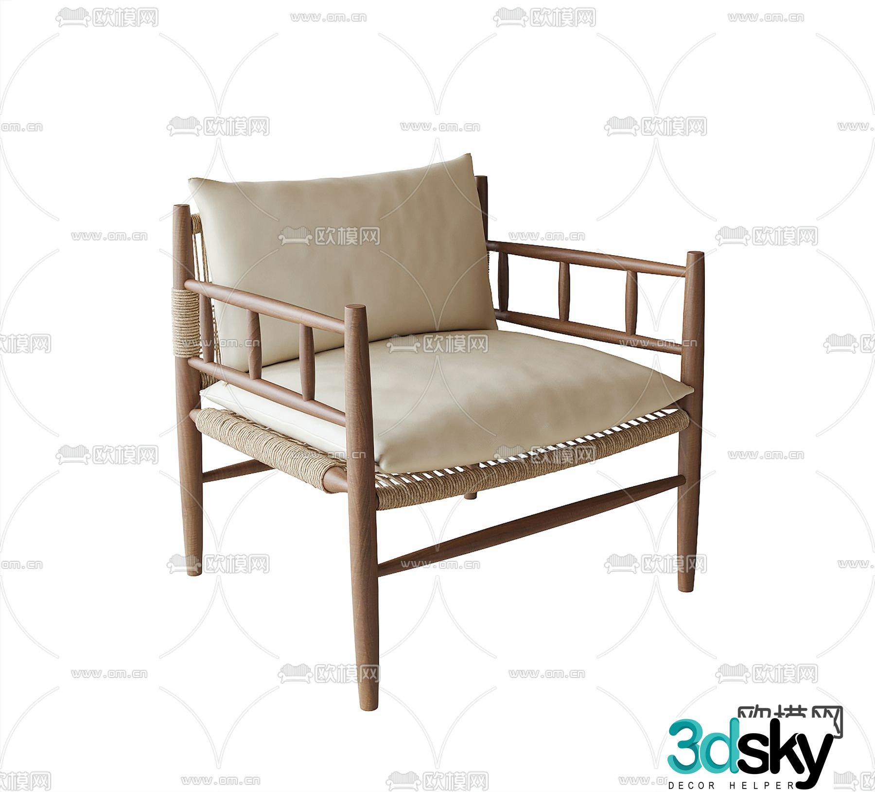 Wabi-sabi chair leisure chair 3d model