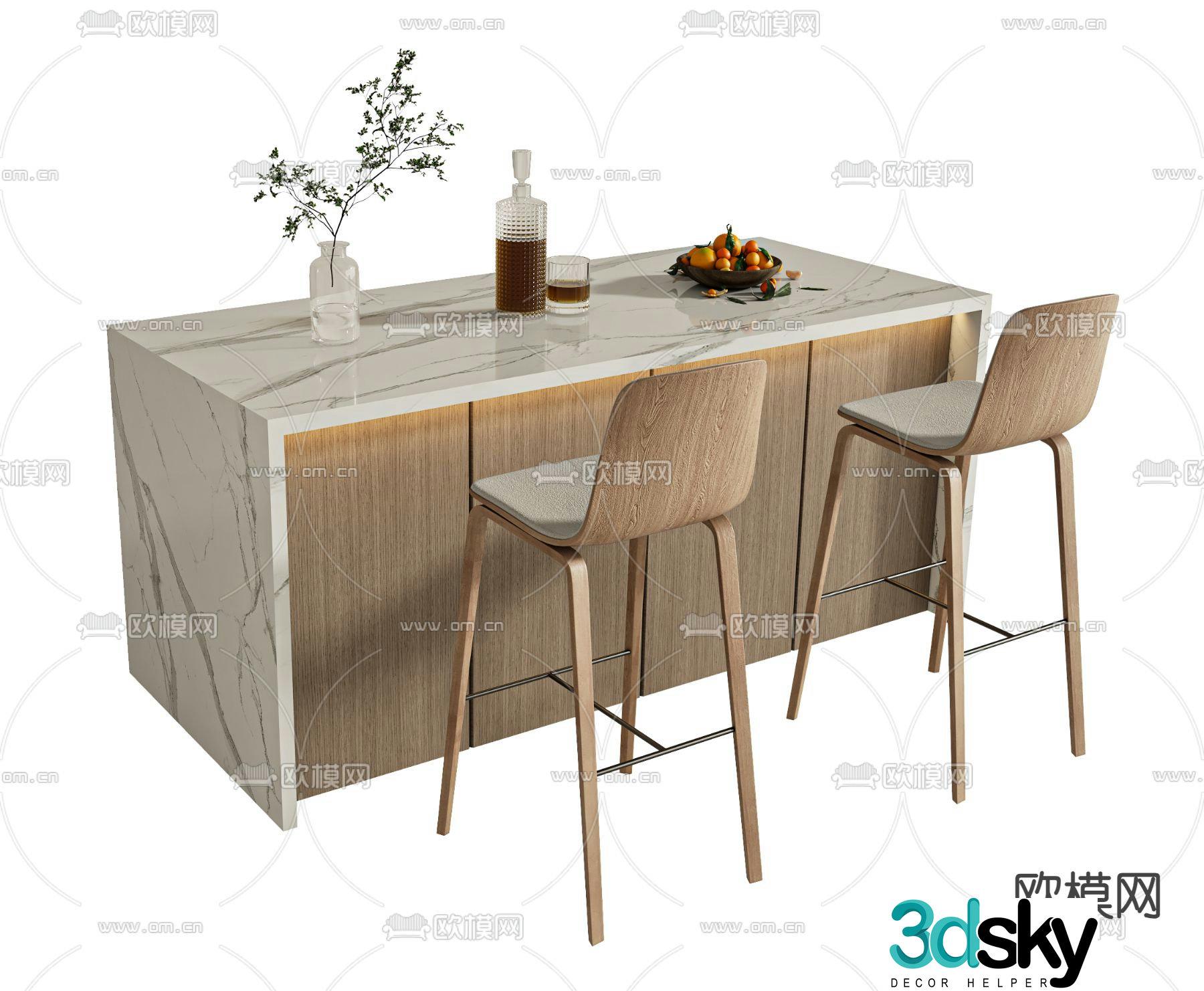 Wabi Sabi bar bar chair 3d model
