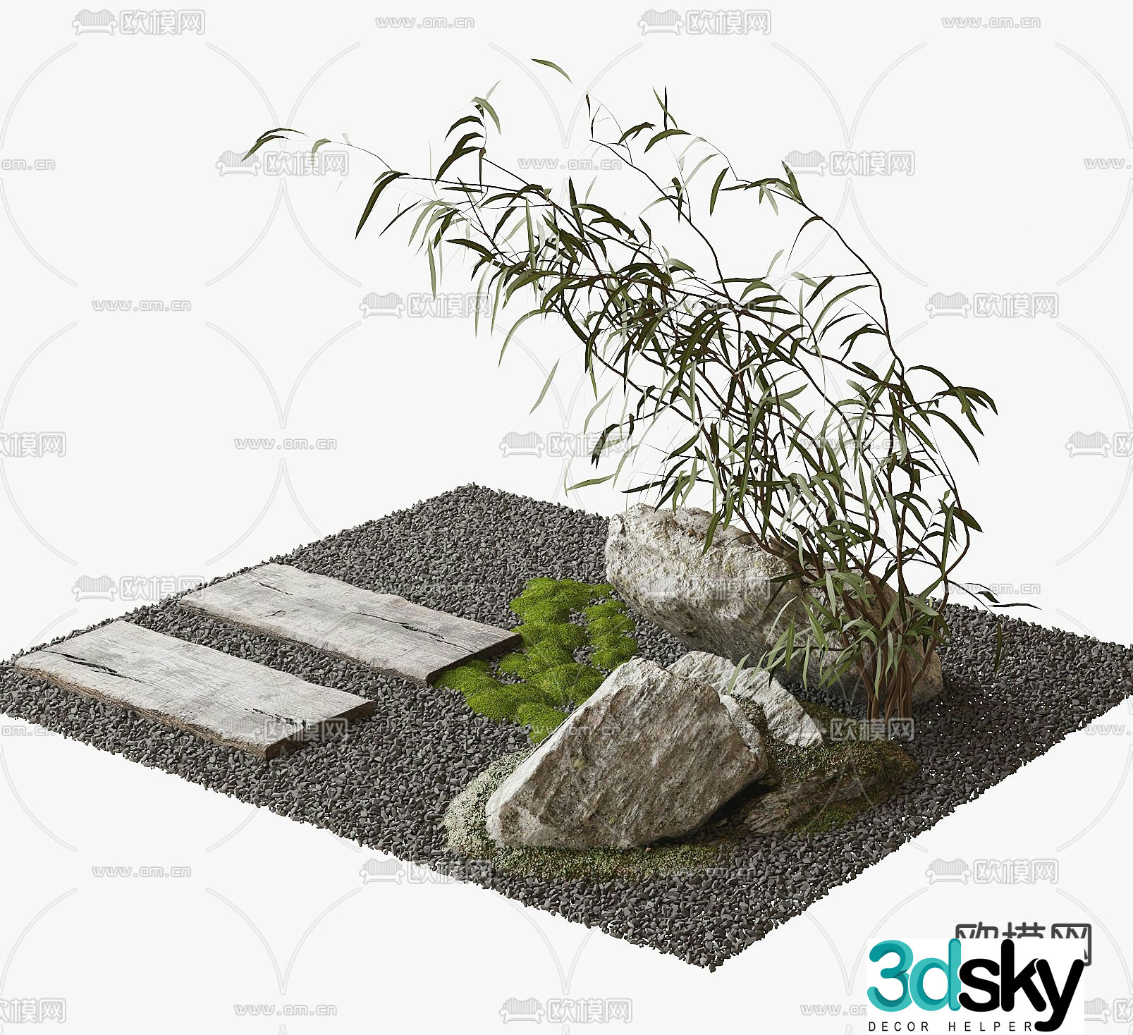 Landscape sketch Tingbu moss stone 3D model