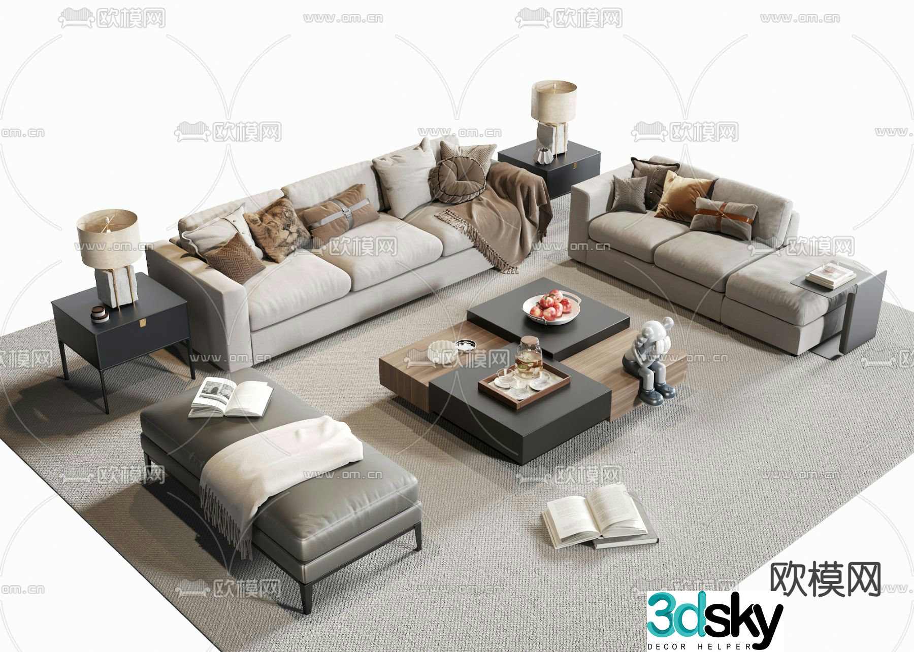 Modern sectional sofa 3d model
