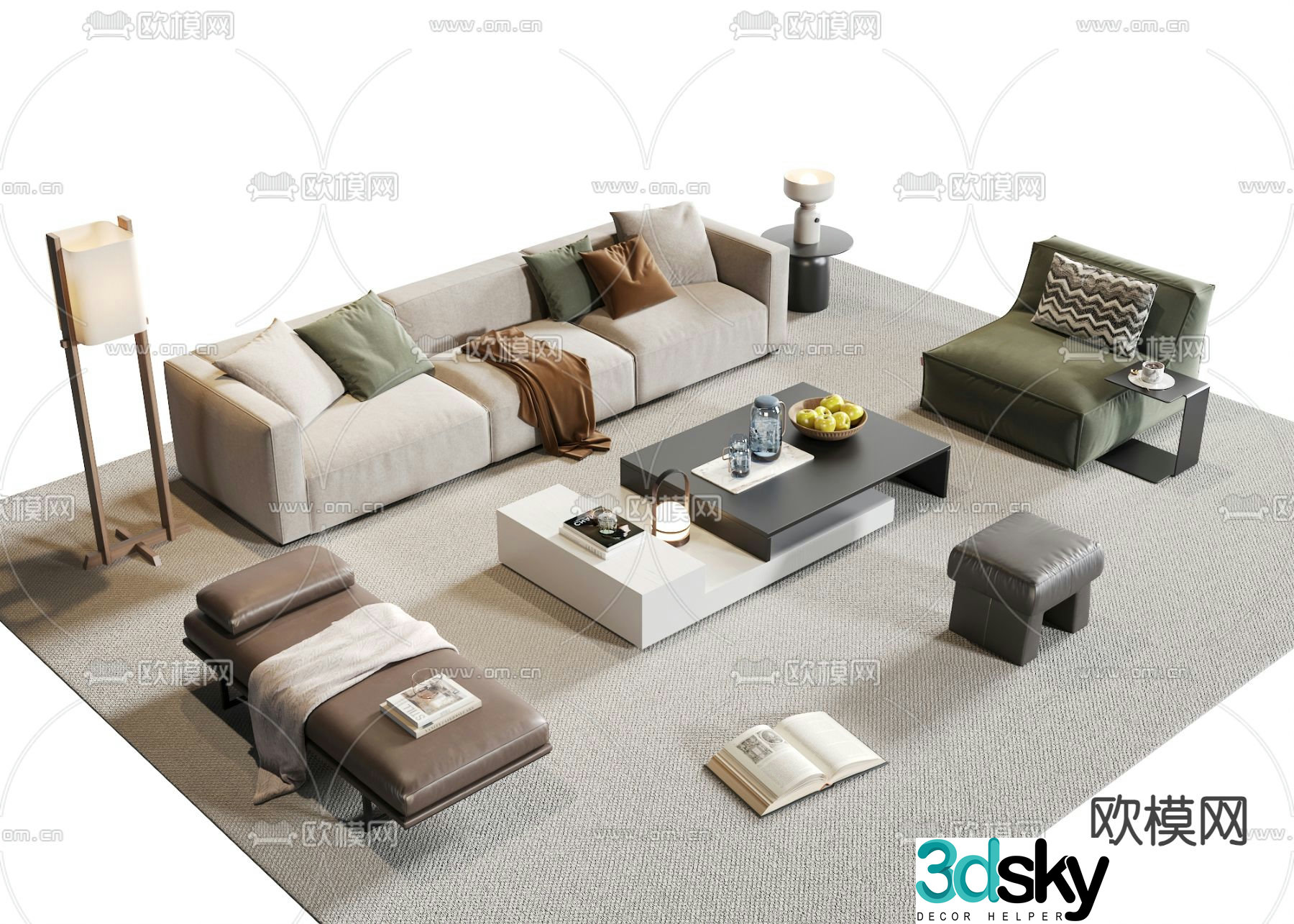 Modern sectional sofa 3d model