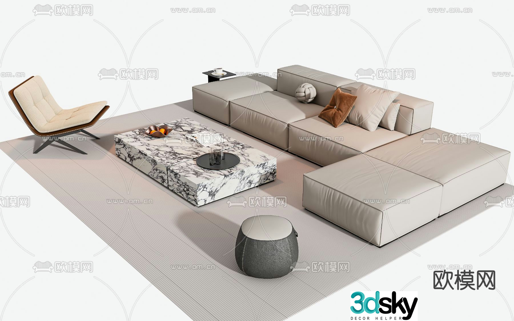 Modern sofa coffee table 3d model